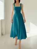 Solid Color Shoulder Straps Sleeveless Slim Maxi Dress GOFY-R003