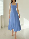 Solid Color Shoulder Straps Sleeveless Slim Maxi Dress GOFY-R003