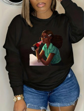 Plus Size Fashion Print Long Sleeve Casual Sweatshirt YIM-367