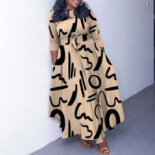 Plus Size Print Tie Up Big Swing Maxi Dress NNWF-7964