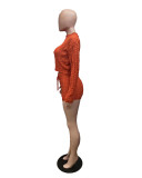Fashion Solid Color Long Sleeve Short Sweater 2 Piece Set QXTF-8210