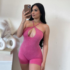 Sexy Sleeveless Halter Backless Tight Romper XEF-34517