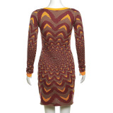 Fashion Knit Contrast Color Bodycon Dress XEF-33017