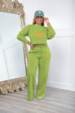 Letter Print Long Sleeve  Sweatshirt And Pants Thickened Two Piece Set XMF-318