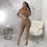 Sexy Solid Square Neck And Pencil Pants 2 Piece Set YF-10649