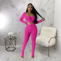 Sexy Solid Square Neck And Pencil Pants 2 Piece Set YF-10649