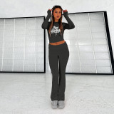 Solid Color Letter Print Sport Two Piece Pants Set CXLF-8165