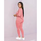 Sexy Slash Shoulder Long Sleeve Two Piece Pants Set XHAF-10142