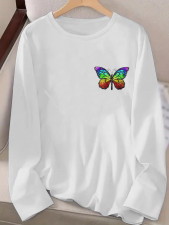 Butterflies Print Long Sleeve T Shirt DAI-009
