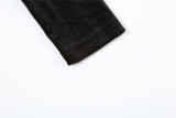 Long Sleeve Velour High Collar Tight Jumpsuit XEF-35900