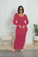 Long Sleeve Solid Color Sweater Maxi Dress FSXF-569