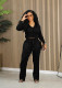 Casual V Neck Solid Long Sleeve Pants Two Piece Set YH-5323