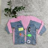 Denim Patchwork Cardigan Knit Sweater Coat GYSF-0041