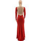 Sexy Long Sleeve Backless Evening Dress YH-5302