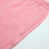 Solid Color O Neck Plush Sweatshirt Two Piece Pants Set ME-8453