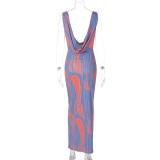 Sexy Backless Print Sleeveless Maxi Dress BLG-D3813678K
