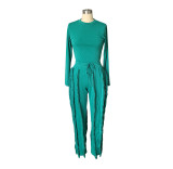 Sleeveless Solid Color Bodysuit And Tassel Pants 2 Piece Set AIL-AL223