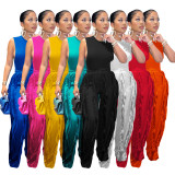 Solid Color Sleeveless Tops And Tassel Pants 2 Piece Set AIL-AL220