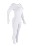 Solid Color Slim Long Sleeve Jumpsuit YH-5345
