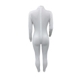Plus Size Fashion Solid Color Long Sleeve Tight Jumpsuit AMLF-2005