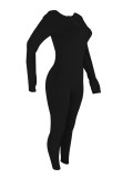 Solid Color Slim Long Sleeve Jumpsuit YH-5345
