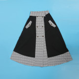 Plus Size Fashion Plaid Patchwork Split Long Skirt Two Piece Set  NY-10608