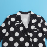 Plus Size Polka Dot Print Coat And Pants Loose 2 Piece Set NY-10638
