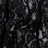 Plus Size See-through Lace Split Feather Wrap Chest Midi Dress NY-10630
