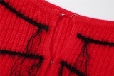 Sexy Cutout Patchwork Knit Halter Mini Dress XEF-35608