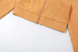 Fashion Long Sleeve Cardigan Coat Two Piece Pants Set XEF-36960