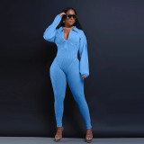 Patchwork Solid Color V Neck Jumpsuit YF-10660