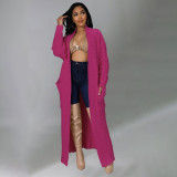 Plus Size Fashion Long Sleeve Long Sweater Jacket GOSD-6813