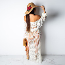 Hollow Out Mesh Tassel See Through Two Piece Set ONY-3554