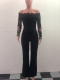 Plus Size One Shoulder Embroidery Wide Leg Jumpsuit OSM-3227