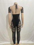 Solid Color Hanging Neck Hollow Sexy Slim Jumpsuit GYDZ-0026