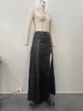 Fashion Slim High Split PU Leather Skirt OD-8617