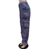 Fashion Multi-Pocket Straight Jeans MEM-88530