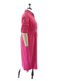 Plus Size Long Sleeve Loose Shirt Dress OSM2-QJ5503
