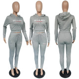Long Sleeve Print Casual Hooded Two Piece Pants Set XMF- MTC051
