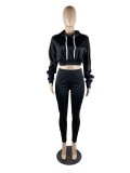 Long Sleeve Hooded Sweatshirt Two Piece Pants Set WUM-23117