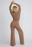 Solid Color Long Sleeve Wide Leg Pants 2 Piece Set MZ-2825