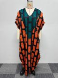 Plus Size Patchwork Contrast Color Maxi Dress NY-10651