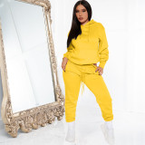 Solid Color Hooded Sweatshirt And Pants 2 Piece Set YFS-10300