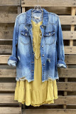 Plus Size Fashion Solid Long Sleeve Denim Jacket SMR-01599