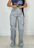 Solid Color Multi-Pocket Casual Pants ZSD-0617