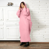 Padded Hooded Sweatshirt Maxi Dress MUE-8002