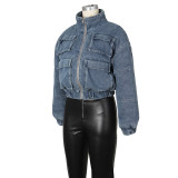 Fashion Multi-Pocket Denim Cotton Jacket Coat ZSD-0638