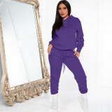 Solid Color Hooded Sweatshirt And Pants 2 Piece Set YFS-10300