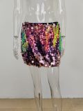 Gradient Beaded Tight Mini Skirt MUE-8004