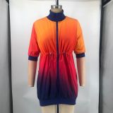 Fashion Print Half Sleeve Mini Dress XMY-9462
